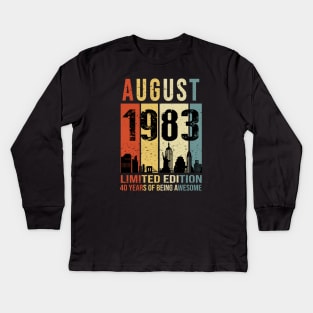 Made In 1983 August Years Of Being Awesome Kids Long Sleeve T-Shirt